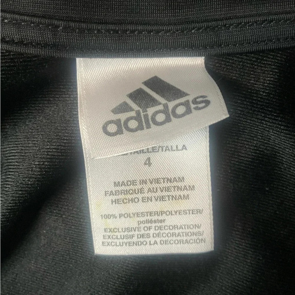 Adidas Boys Black Full-Zip Athletic Jacket with iconic Stripes Size 4 - Picture 4 of 6